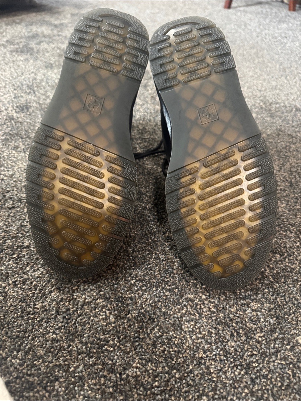 Dr. Martens Black Leather Lace-Up Boots with Yellow Accents - Picture 5 of 8